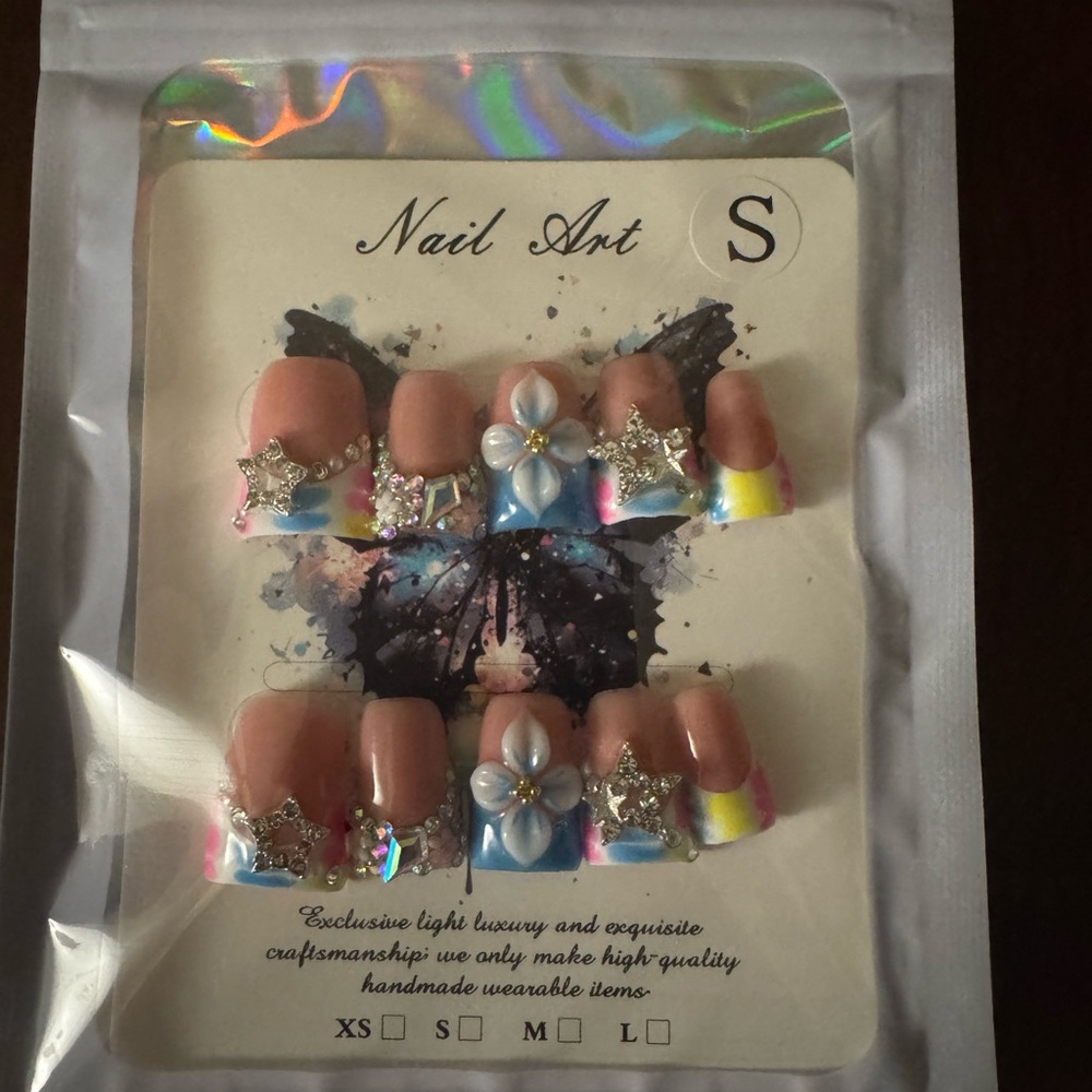 Colorful Nail Art Set with Star and Pearl Accents